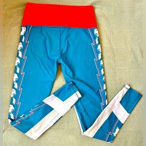 Pokémon Pikachu leggings, blue, red, and white, size L.  New without tags.